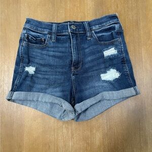 Hollister Navy Distressed Jean Shorts
